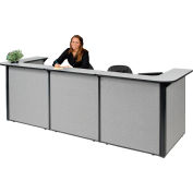 Interion® U-Shaped Reception Station, 124"W x 44"D x 44"H, Gray Counter, Gray Panel