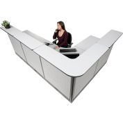 Interion® L-Shaped Electric Reception Station, 116"W x 80"D x 46"H, Gray Counter, Gray Panel