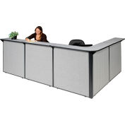 Interion® L-Shaped Reception Station, 116"W x 80"D x 44"H, Gray Counter, Gray Panel