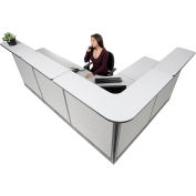 Interion® L-Shaped Reception Station w/Raceway 116"W x 80"D x 46"H Gray Counter Gray Panel