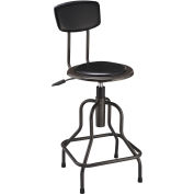 Interion® Industrial Stool With Backrest - Vinyl - Black