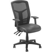 Chaise de bureau interion® mesh avec le dos élevé et les bras réglables, cuir, noir