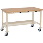 Global Industrial 48 x 30 Mobile Production Workbench - Power Apron - Shop Top Safety Edge Tan