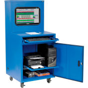 Global Industrial™ Mobile Heavy-Duty LCD Computer Cabinet, Bleu, Assemblé