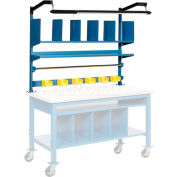 Global Industrial™ Upright Kit w/ Shelves & LED Light Kit, 72"W, Blue