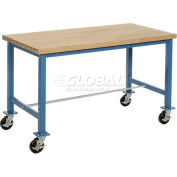 Global Industrial™ Mobile Packing Workbench, Maple Butcher Block Square Edge, 60"W x 30"D