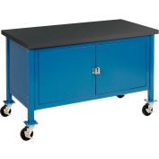 Global Industrial™ Mobile Cabinet Workbench - Bord de sécurité en résine phénolique, 60"W x 30"D, Bleu