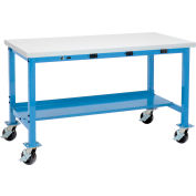 Global Industrial™ Mobile Workbench, 60 x 36 », prises de courant, bord carré stratifié, bleu