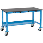 Global Industrial™ Mobile Lab Workbench, 60 x 36 », prises de courant, bord de sécurité phénolique, bleu