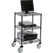 Nexel™ 3 tablettes fil Mobile Printer Stand, W 24" x 18 « x 39 D » H, noir