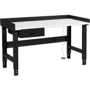 Global Industrial 48 x 30 Adj Height Workbench w/Drawer, Black-ESD Safety Edge Top