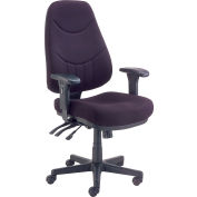 Chaise interion® multifonction avec mi-arrière, bras réglables, tissu, siège noir/base noire