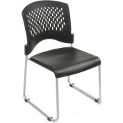 Interion® Plastic Stacking Chair - Black - Pkg Qty 4