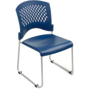 Interion® Plastic Stacking Chair - Blue - Pkg Qty 4