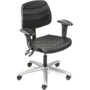 Chaise de bureau interion® avec le dos moyen et les bras réglables, polyuréthane, noir