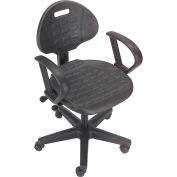 Interion® Task Chair With Mid Back & Fixed Arms, Polyurethane, Black
