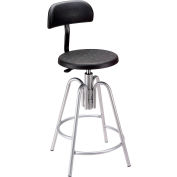 Interion® Shop Stool with Backrest - Polyurethane - Black