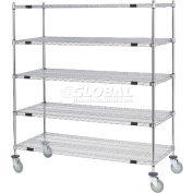 Nexel® Open Sided Wire Exchange Truck w/5 Wire Shelves, 800 lb. Capacity, 48"L x 18"W x 69"H