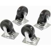 Ensemble de (4) Swivel 4" Casters de remplacement pour Global Industrial™ Hardwood Dolly 1200 Lb Cap.