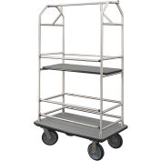 Glaro Bellman Condo Cart 40x25 Satin Aluminim Gray Carpet, 4 Rubber Wheels