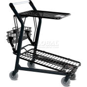 VersaCart® Retractable Flat Top Shelf Shopping Cart Dark Gray 101-580-DGY