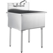 Global Industrial™ Stainless Steel Utility Sink w/Faucet, 24" x 24" x 14" Deep, Non-NSF