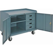 Global Industrial™ Mobile Drawer Workbench Cabinet w/ Steel Square Edge Top, 48"W x 26"D, Gray