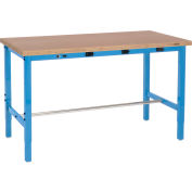 Global Industrial™ 96 x 36 Adjustable Height Workbench - Power Apron, Shop Top Square Edge Blue