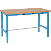 Global Industrial™ 72 x 30 Adjustable Height Workbench - Power Apron, Shop Top Safety Edge Blue