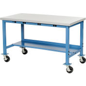 Global Industrial™ Mobile Workbench, 48 x 30 », prises de courant, bord de sécurité stratifié, bleu