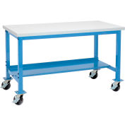 Global Industrial Mobile Production Workbench w/ Laminate Square Edge Top, 72"W x 36"D, Blue