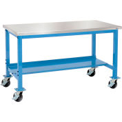 Global Industrial™ Atelier de production mobile avec plateau en acier inoxydable, 48"W x 30"D, Bleu