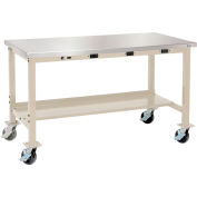 Global Industrial™ 60x30 Mobile Production Workbench Power Apron Stainless Steel Square Edge TN