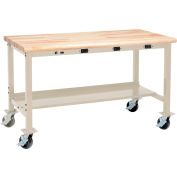 Global Industrial 48 x 30 Mobile Production Workbench - Power Apron - Maple Safety Edge Tan