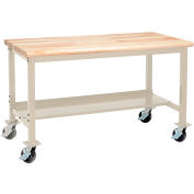 Global Industrial Mobile Production Workbench w/ Maple Safety Edge Top, 72"W x 36"D, Tan