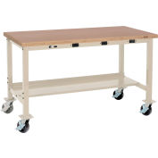 Global Industrial 48 x 30 Mobile Production Workbench - Power Apron - Shop Top Square Edge Tan