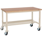 Global Industrial™ Mobile Workbench, 48 x 30 », Pied tubulaire carré, Shop Top Square Edge, Tan