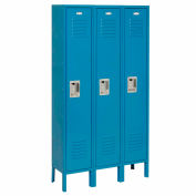 Global Industrial™ Infinity® 1-Tier 3 Door Locker, 45 » L x 18"P x 78"H, bleu, non assemblé
