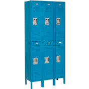 Global Industrial™ Infinity® 2-Tier 6 Door Locker, 36 » L x 18"P x 78"H, Bleu, Assemblé