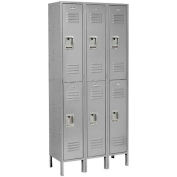 Infinity®, Double Tier 3 Wide Locker, 12"W x 18"D x 36"H, Assembled, Gray