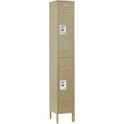 Global Industrial™ Infinity® Double Tier 2 Door Locker, 12"Wx12"Dx36"H, Tan, Assembled