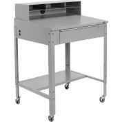 Global Industrial™ Sloped Mobile Shop Desk w / Pigeonhole Riser, 34-1/2"W x 30"D, Gray