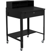 Global Industrial™ Sloped Mobile Shop Desk w / Pigeonhole Riser, 34-1/2"W x 30"D, Noir