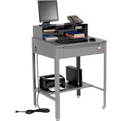 Global Industrial™ Sloped Shop Desk w / Pigeonhole Riser, 34-1/2"W x 30"D, Gris