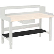 Global Industrial Lower Shelf Steel With 2" Back Stop for Workbench - 96"W x 14"D - Black