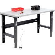 Global Industrial™ Ajustable Height C-Channel Leg Workbench, ESD Square Edge, Noir, 60 » x 30 »