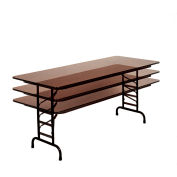 Correll Adjustable Height Folding Table - Laminate - 30" x 60" - Walnut