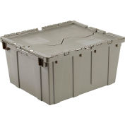 Global Industrial Plastic Shipping/Storage Tote w/Attached Lid, 23-3/4"x19-1/4"x12-1/2", Gray