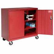 Sandusky Mobile Work Height Storage Cabinet TA2R462442 Double Door - 46x24x48, Red