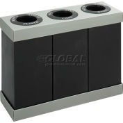 Safco® Recycling Center For Plastic/Cans/Waste, 84 Gallon, Noir/Gris